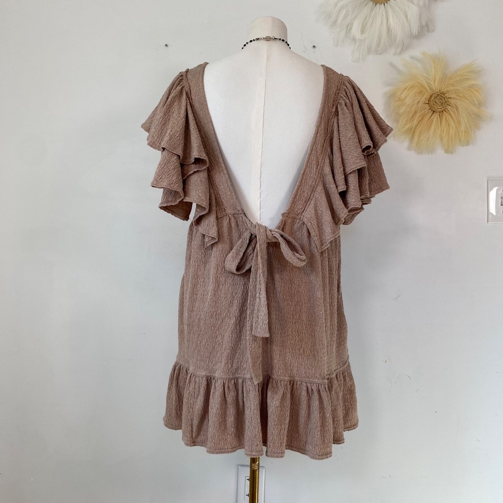Free People Beach Womens Delia Ruffle Mini Dress Size M Boho Country Cowgirl - Picture 6 of 13